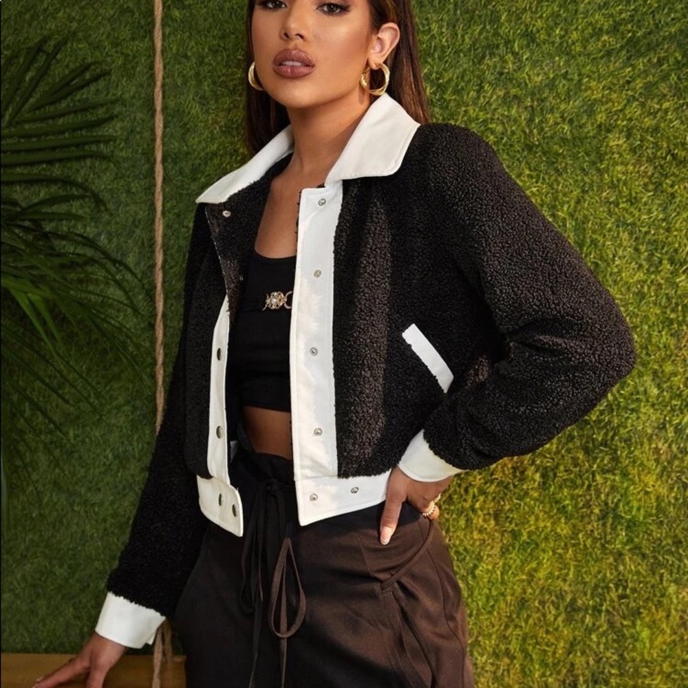 Teddy Jacket Black & White Contrast Contrast